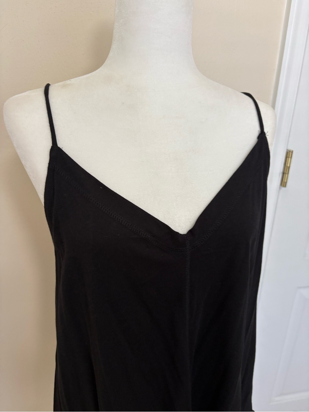 Culture Code Black Adjustable Spaghetti Strap Ruffle-Hem Women's Top - Picture 2 of 10